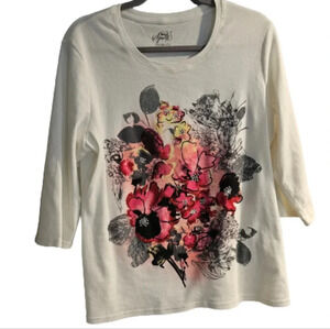 Style & Co Sport 3/4 sleeve Flowered Top. NWOT